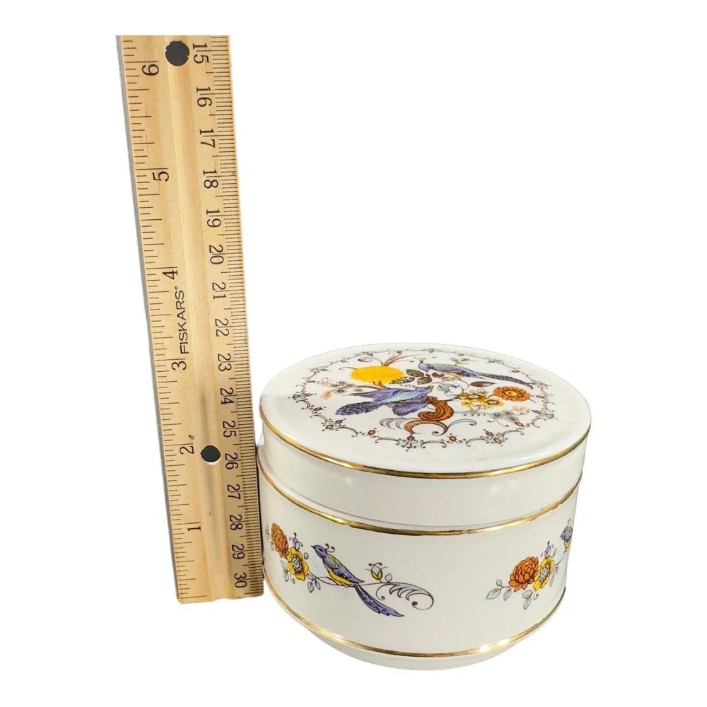Sadler Fine Porcelain Trinket Box Blue Birds‎ England Vintage Jewelry Storage